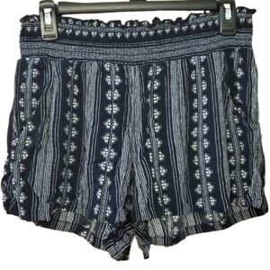 Kingston Grey Navy Printed Floral Soft Pull-On Smocked Shorts Juniors Large